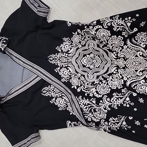 Black and white wrap dress